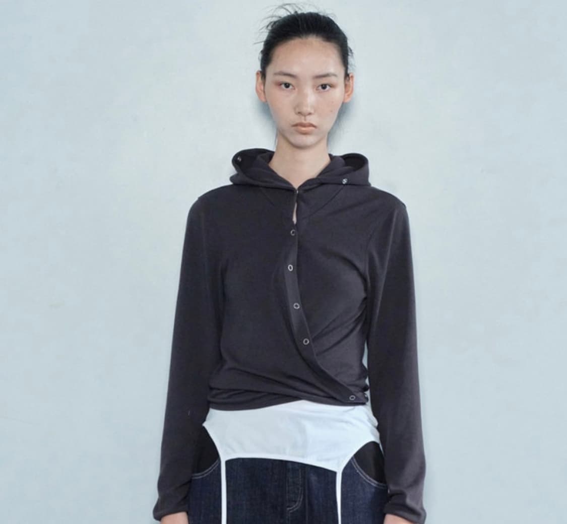 세릭 랩 후드 가디건 차콜 상품이미지2