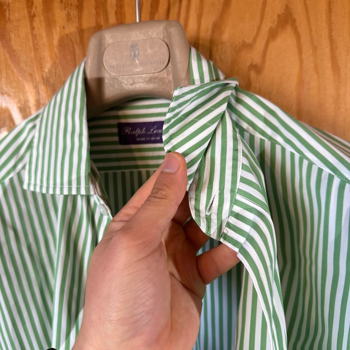 랄프로렌 퍼플라벨 그린 스트라이프 로고 드레스 셔츠 상품이미지6