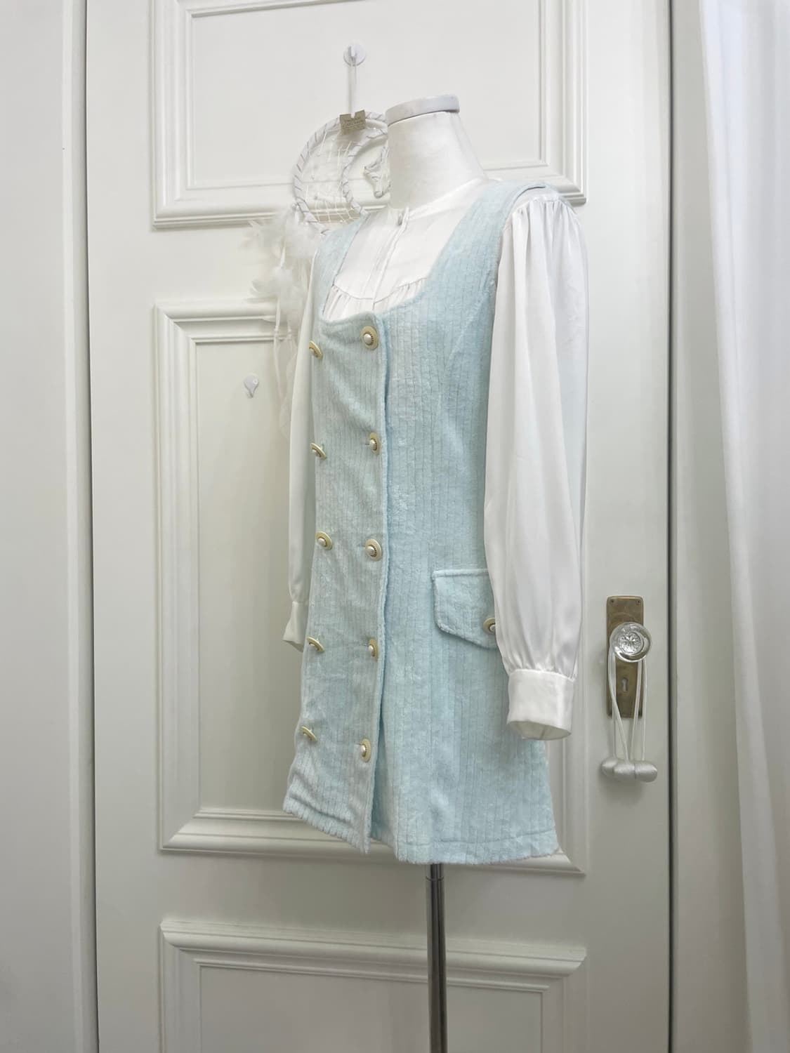 sheer mintblue button point opc&white sh 상품이미지2