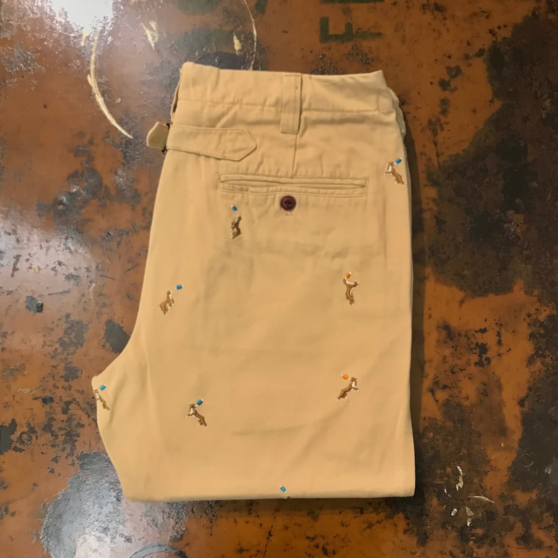 폴햄 도그 패턴 베이지 치노 팬츠 면바지 허리 33 사이즈 상품이미지1