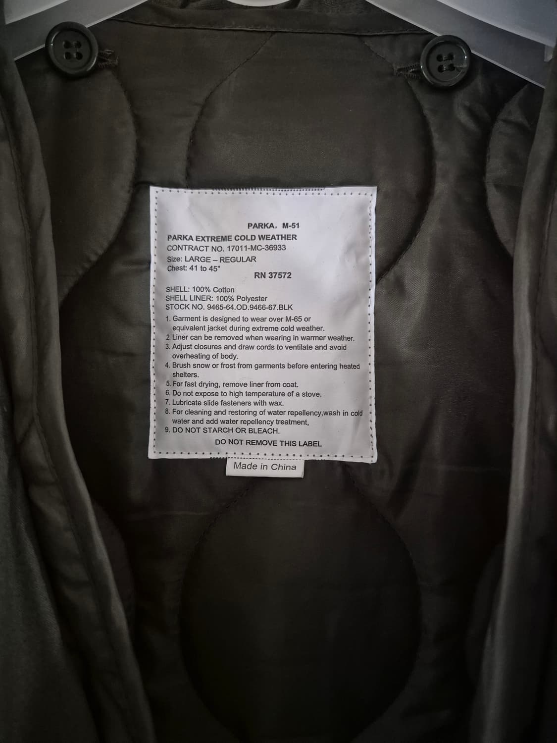 [110]밀리터리 M-51 야상 패딩 상품이미지3