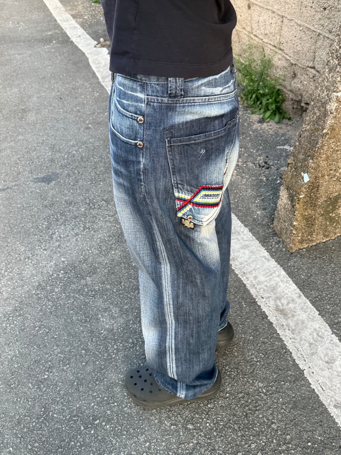 빈티지 자수 워싱 데님 팬츠 상품이미지5