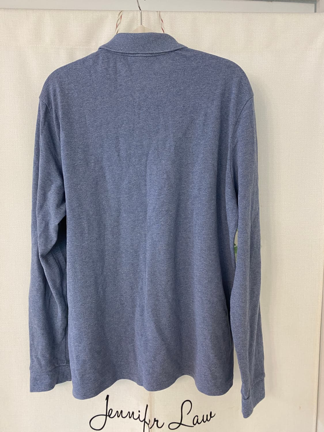 라지사이즈_라코스테 긴팔 폴로티셔츠 블루 상품이미지3