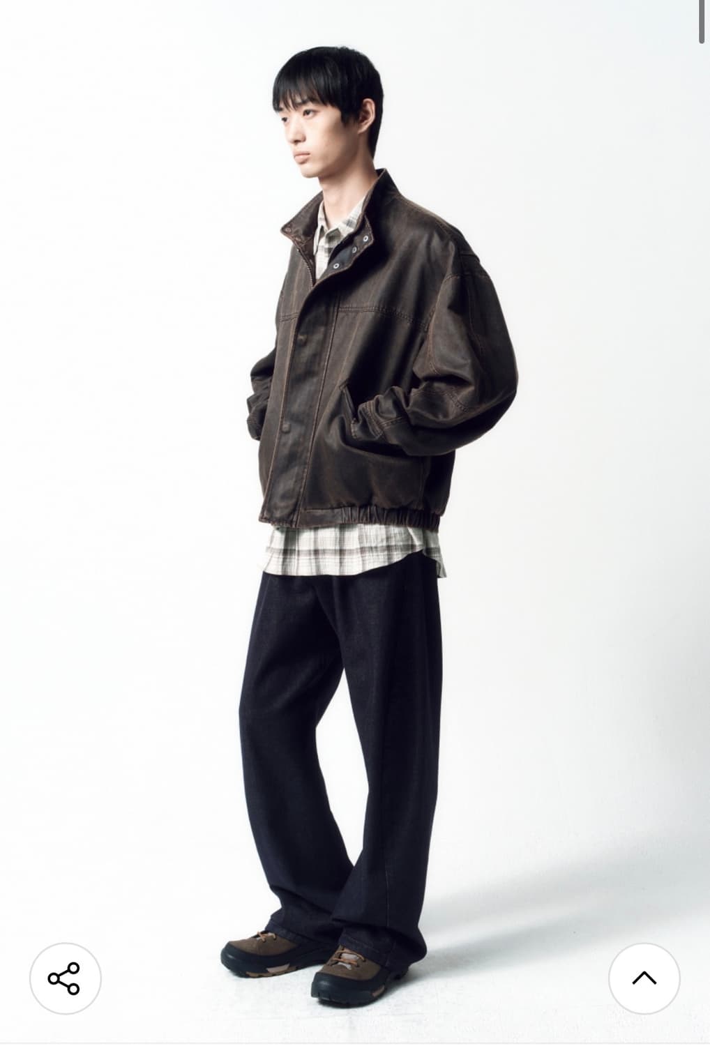 (M) 인사일런스 워시드 포우 레더 점퍼 자켓 BROWN 판매 상품이미지3