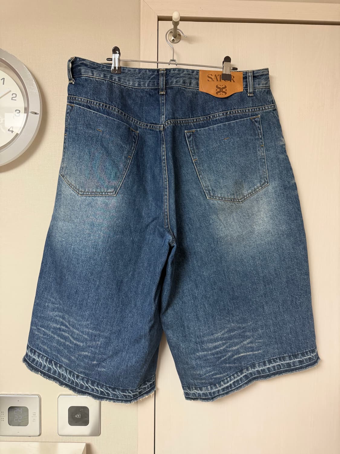 새터 가봉 데님 버뮤다 팬츠 인디고 블루 XL 상품이미지3