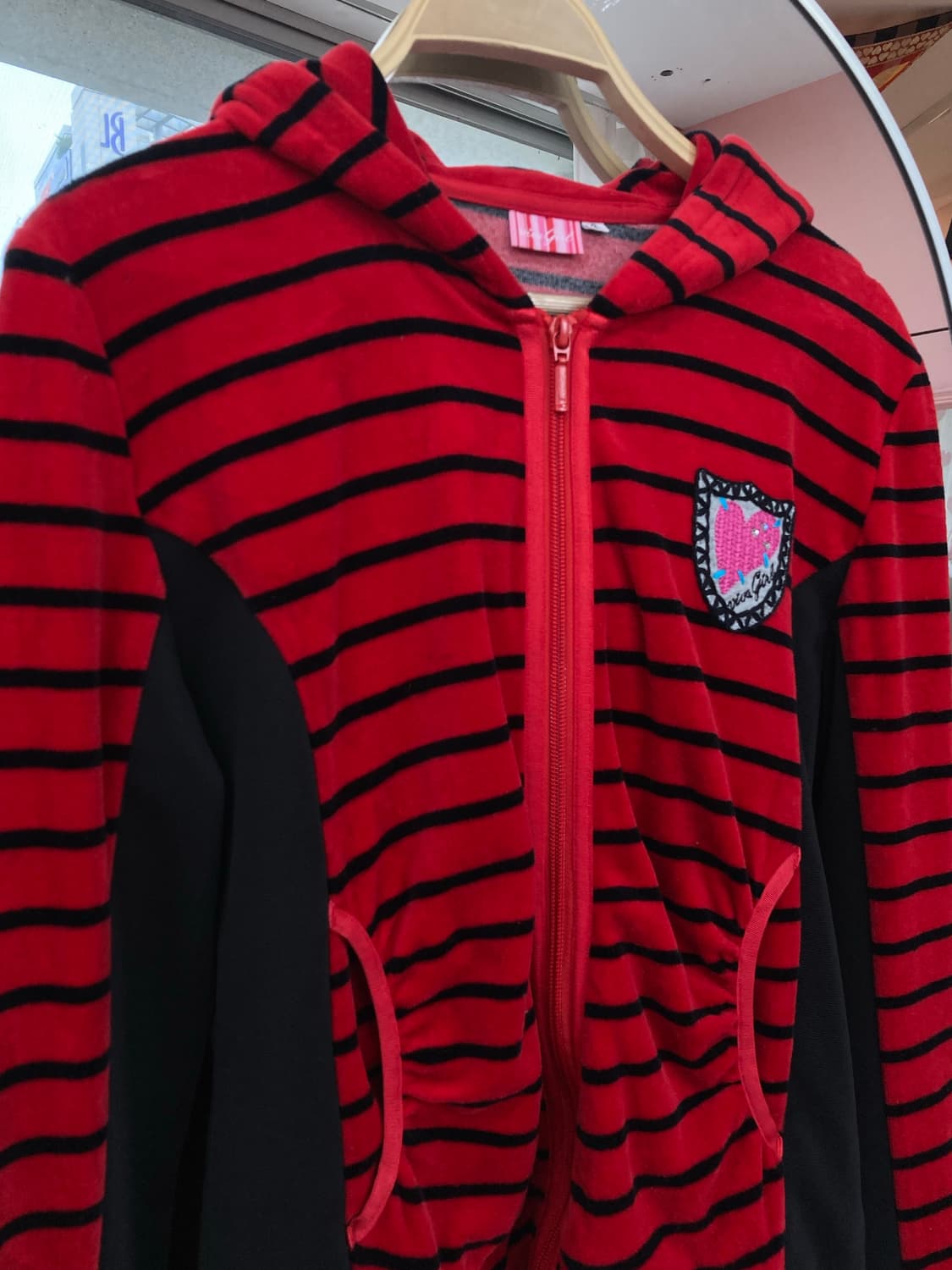 레드 스트라이프 큐티 후드집업 상품이미지3