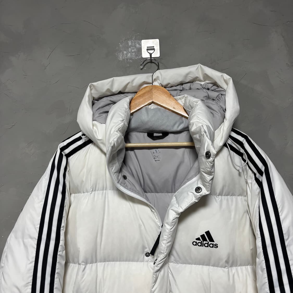 아디다스 삼선 덕다운 롱패딩 화이트 상품이미지2