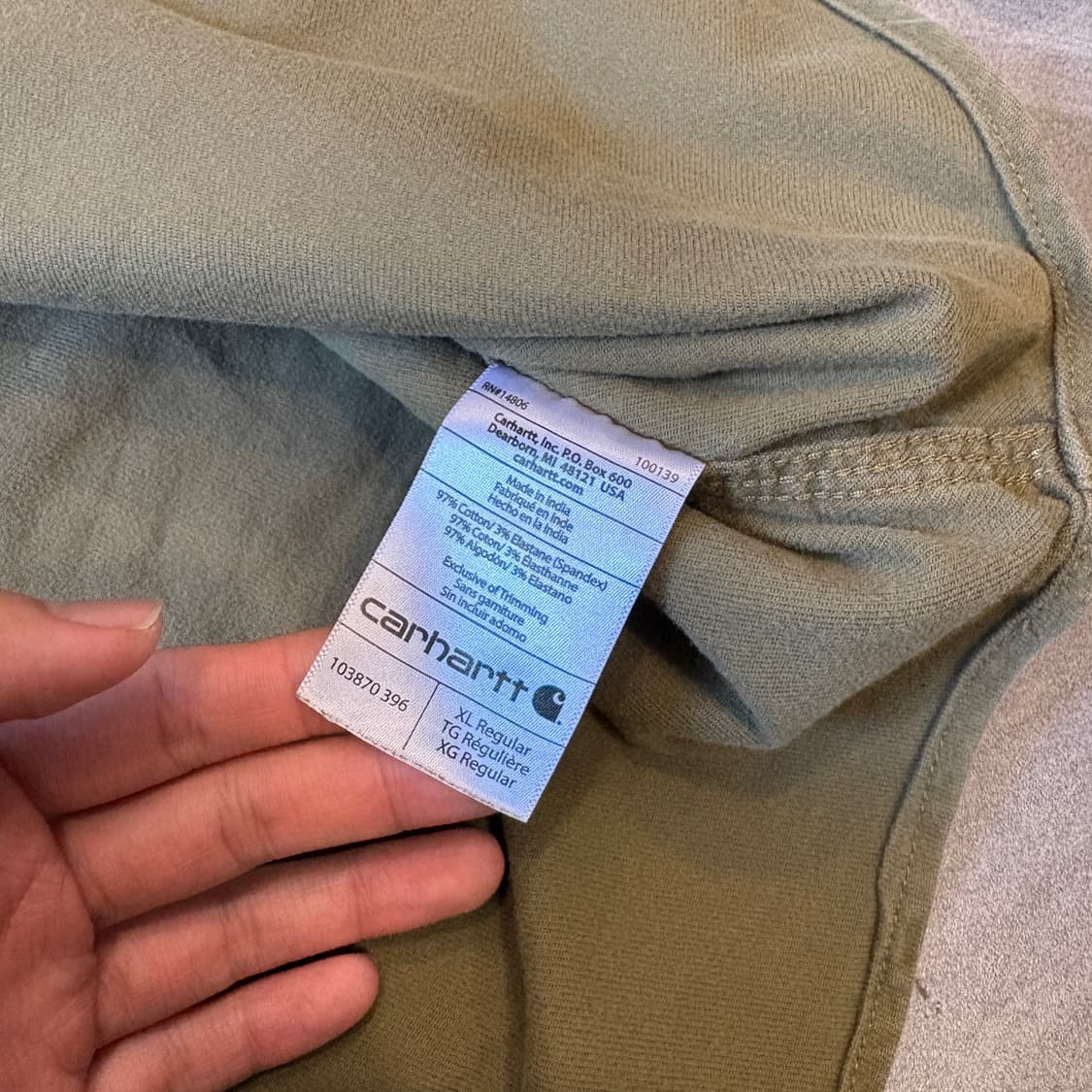 칼하트 정품 오리지널 해비 코튼 카키 긴팔 셔츠 상품이미지8
