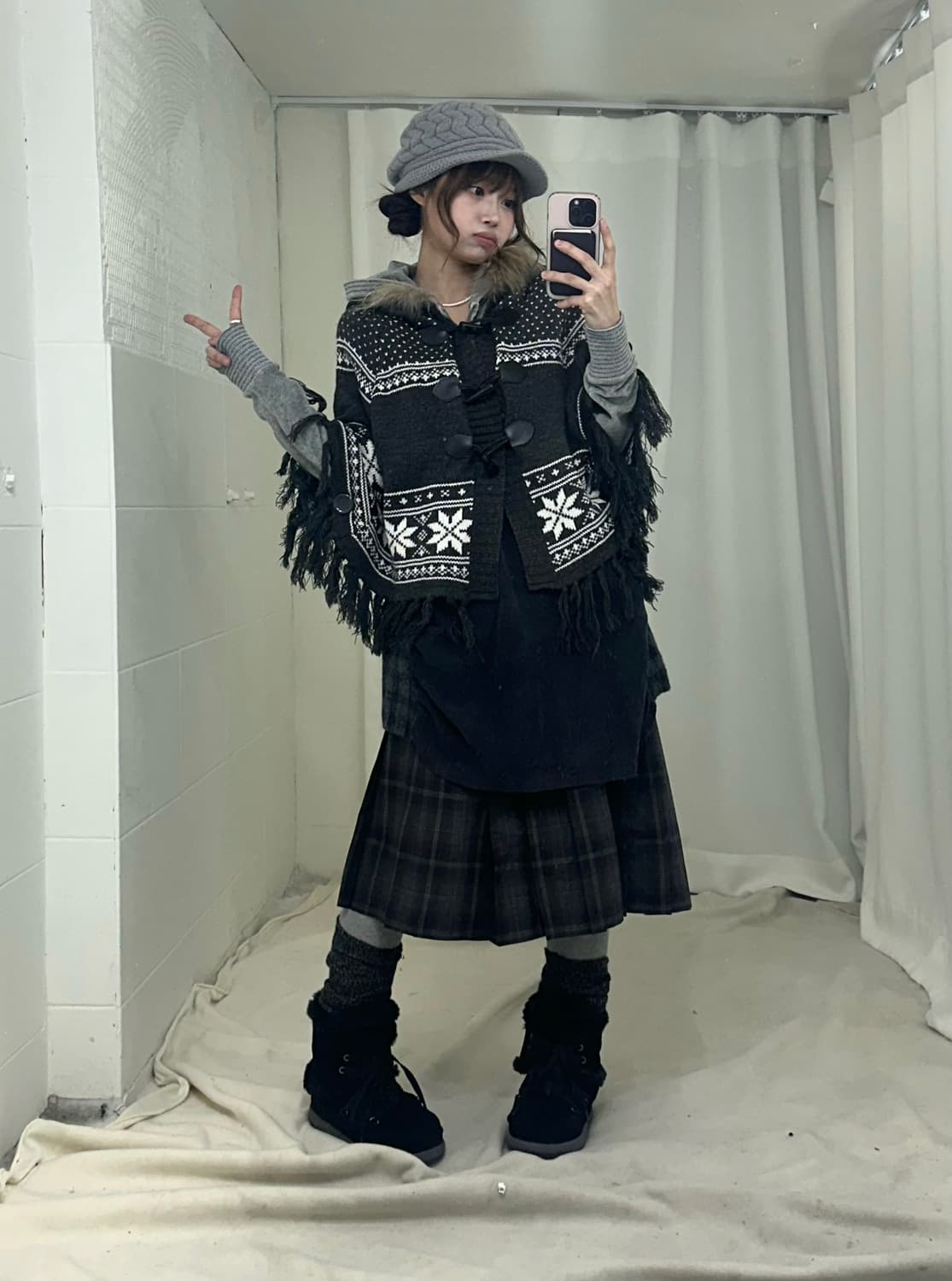 그레이 사와코 눈꽃 케이프 니혼진 코디세트 상품이미지1