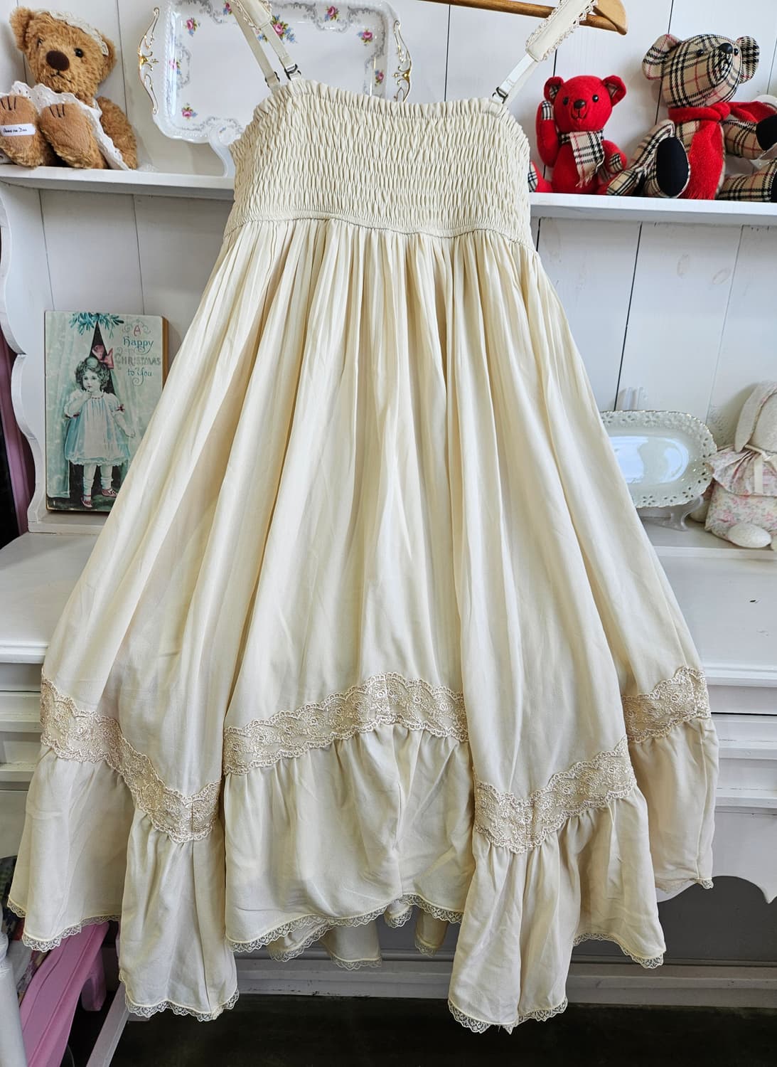 엑시즈팜(axes femme) 크림 쉬폰 레이스 원피스 상품이미지5