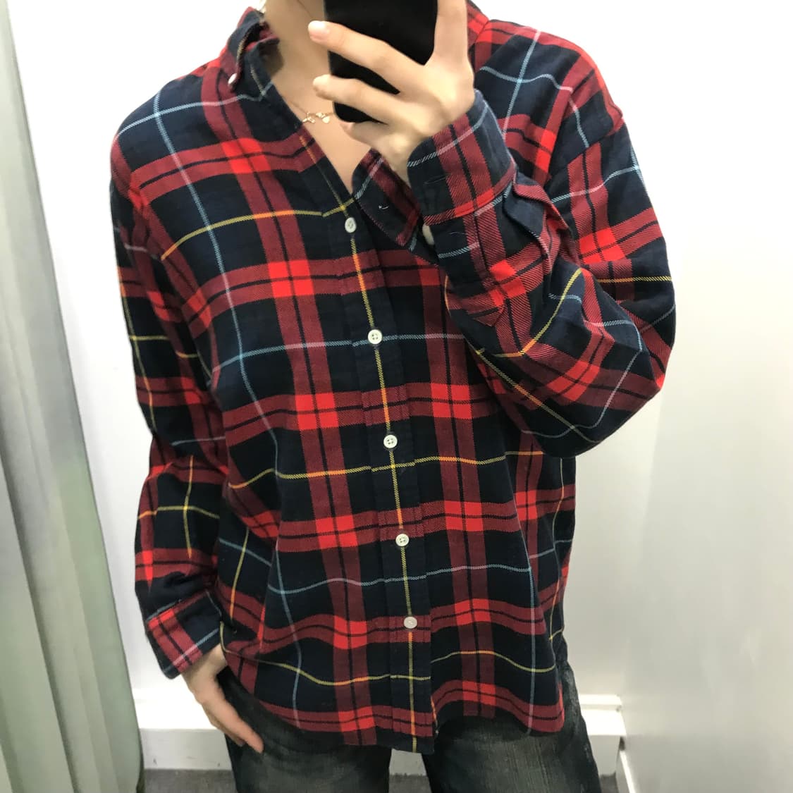 폴로 네이비 레드 체크 셔츠 상품이미지2