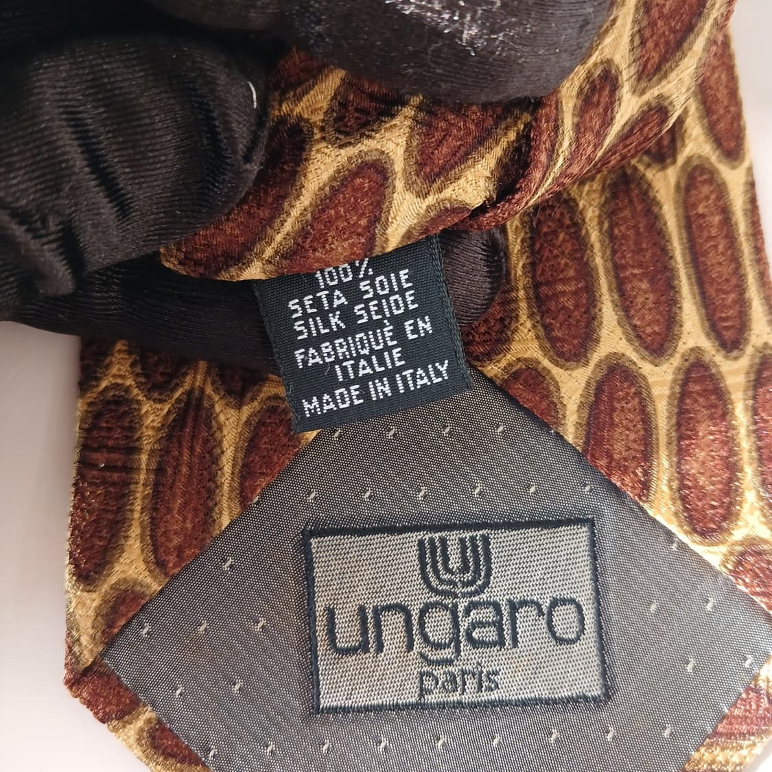 웅가로 실크 브라운 오벌 자카드 넥타이 9.3cm A+등급 A19197
 상품이미지8