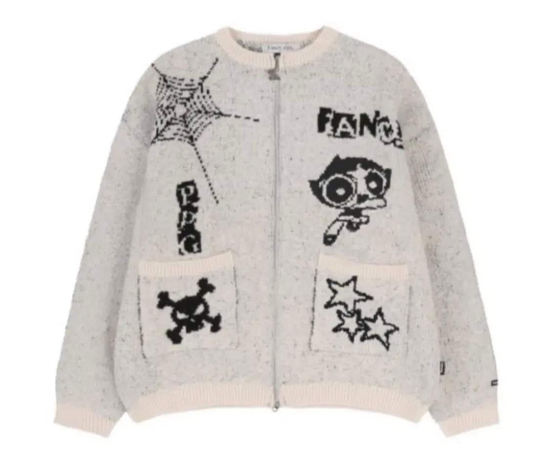 네스티팬시클럽 버터컵 그래픽 니트집업 파워퍼프걸 상품이미지1