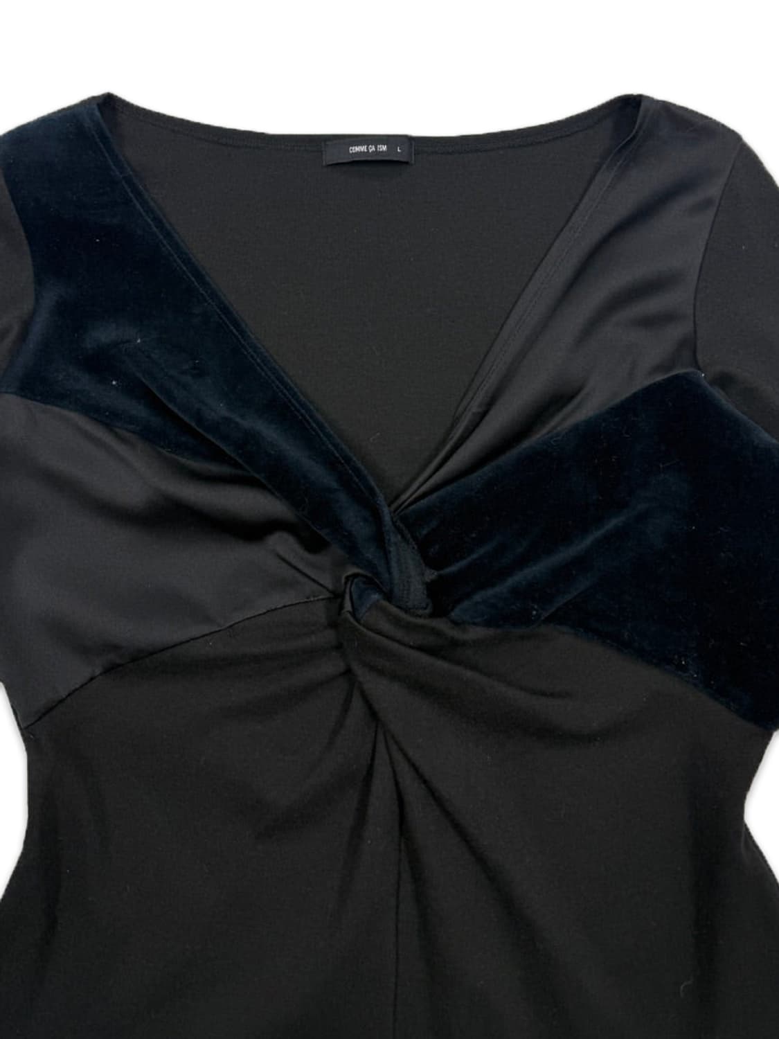 빈티지 Comme Ca Ism 블랙 벨벳 슬림핏 블라우스 상품이미지3