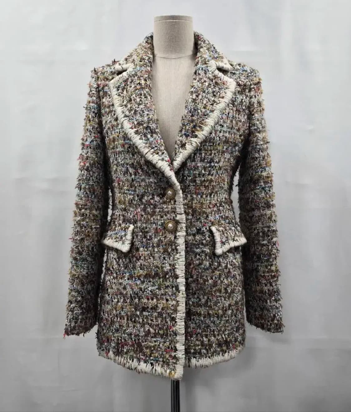 0715 [미니엄] 사이드 자수 파이핑 트위드 자켓 55 상품이미지1