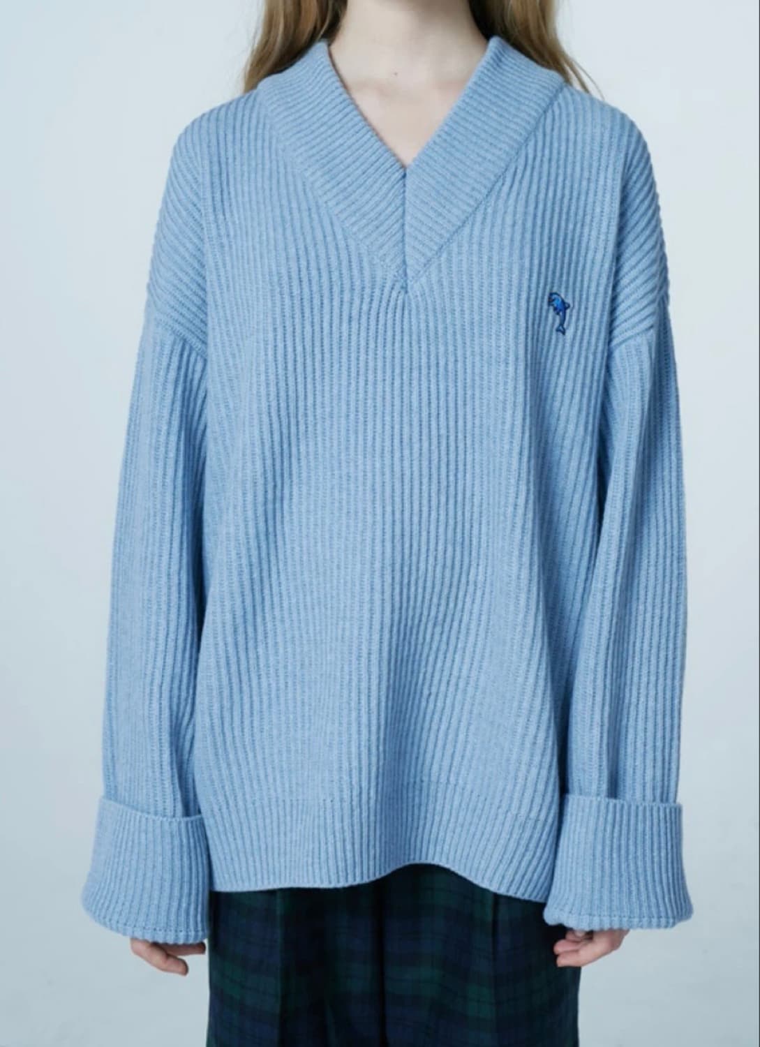 와이케이 돌핀 자수 울니트 스카이블루 상품이미지1