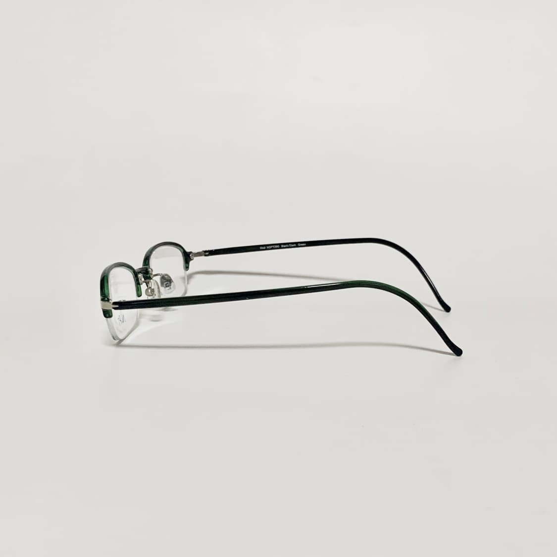 974 데드스탁 스퀘어 클리어 블랙 그린 반무테 초경량 빈티지안경 상품이미지5