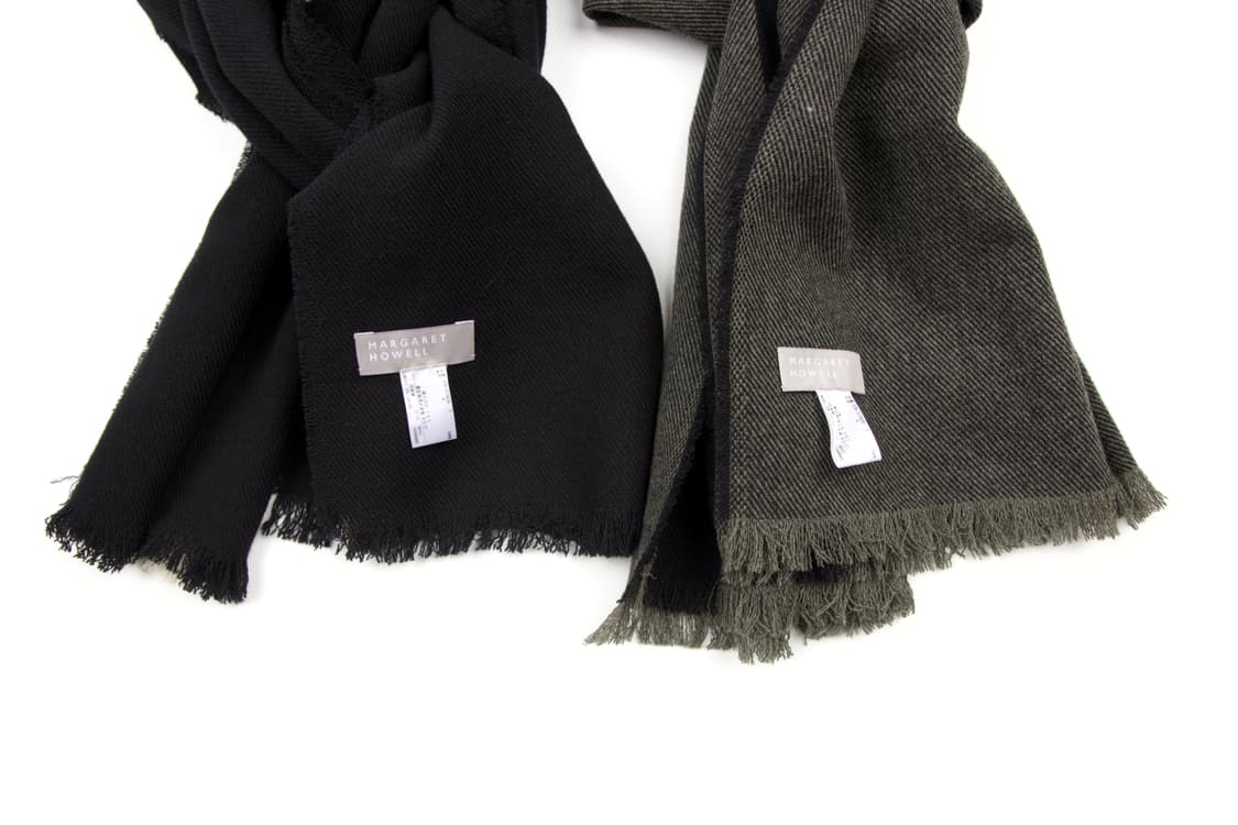 (새상품)Magaret howell 울 머플러 블랙/올리브 상품이미지2