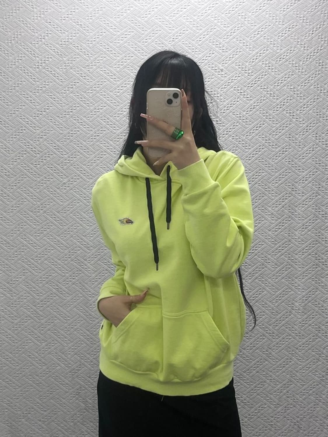 반스 스트릿힙합 자수패치 Y2K 네온 후드티 S C08240 상품이미지2