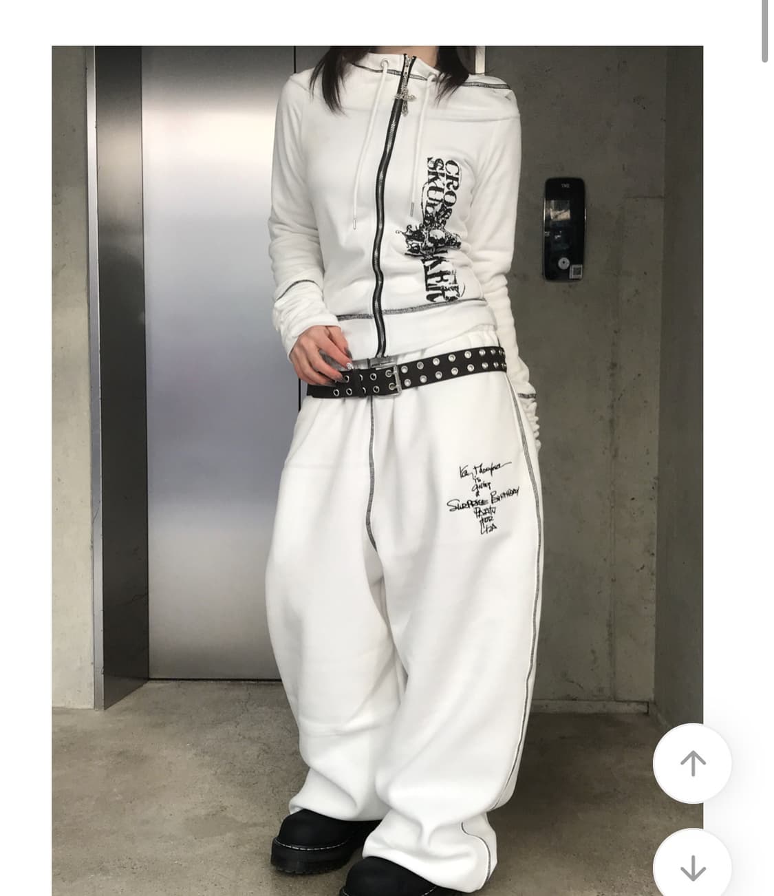 당일배송) 히니츠키 세츠나 y2k 펑크 슬림 후드집업 화이트 상품이미지2