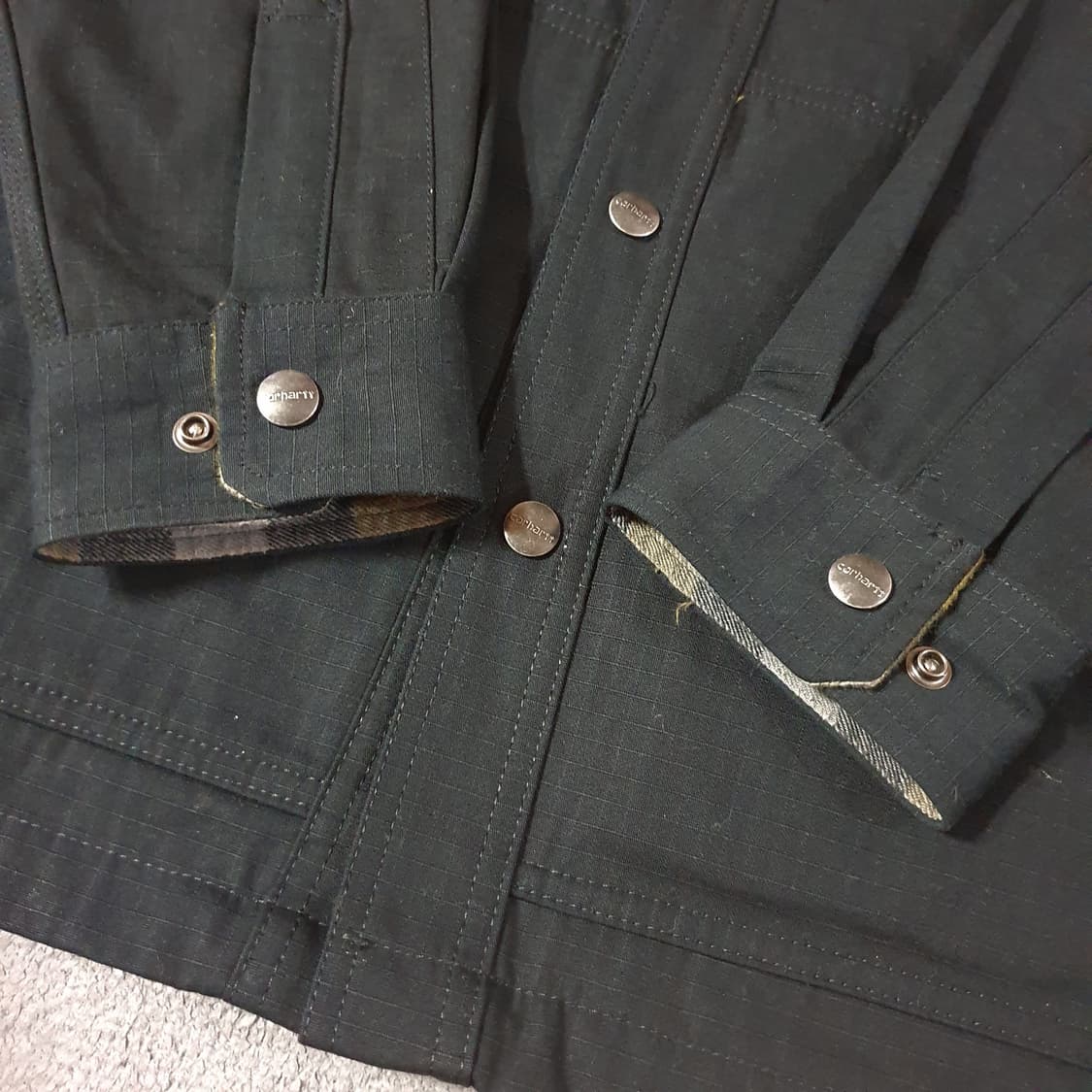 칼하트 립스탑 솔리드 셔츠 자켓 S 블랙 상품이미지4