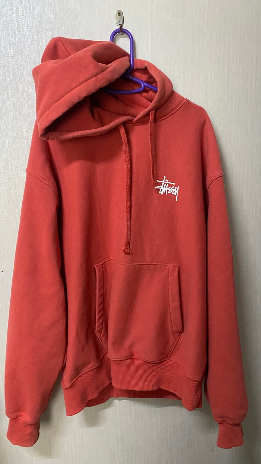 스투시 로고 후드티 오렌지 M 상품이미지1
