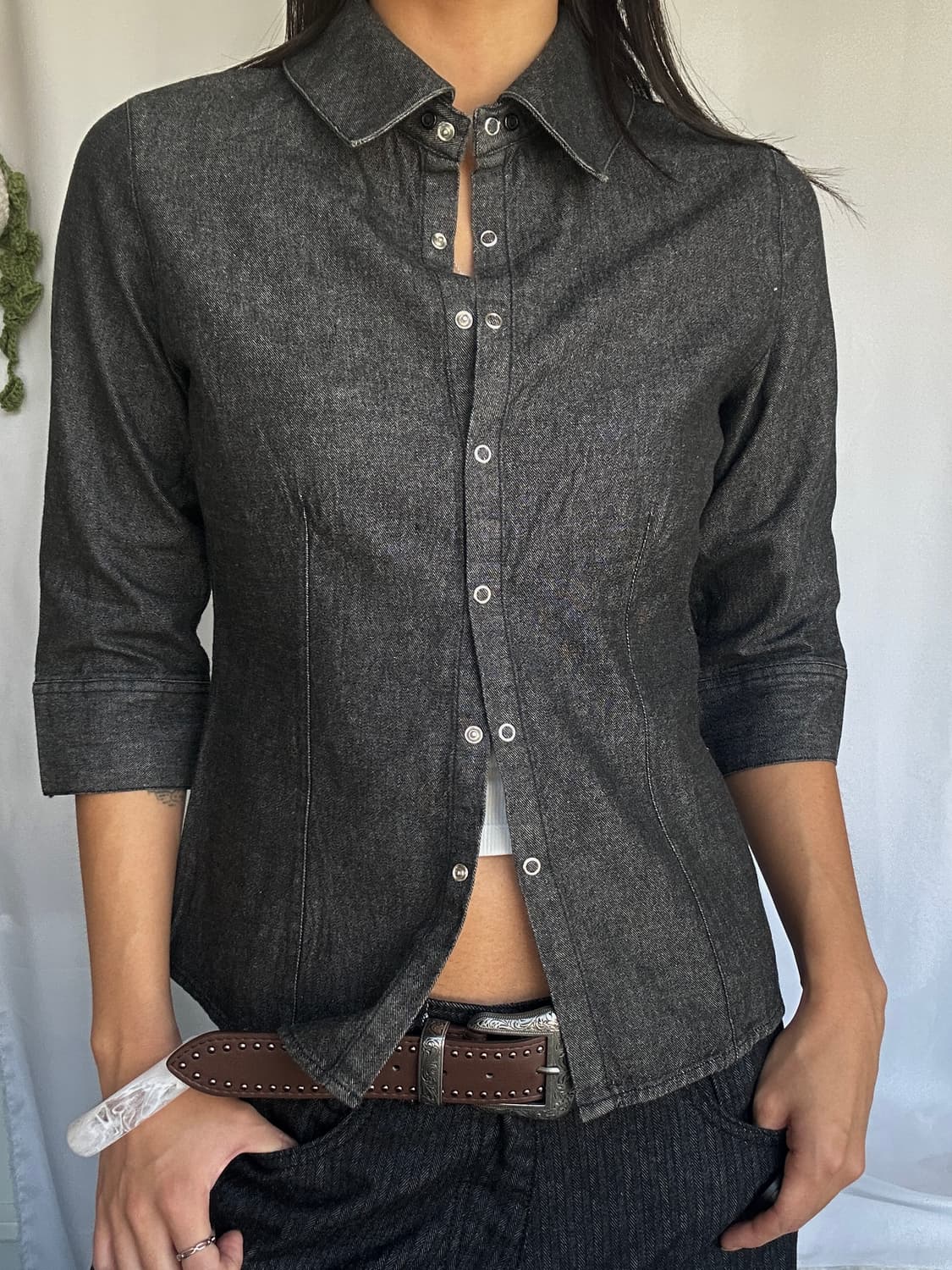 빈티지 7부 데님셔츠 상품이미지1