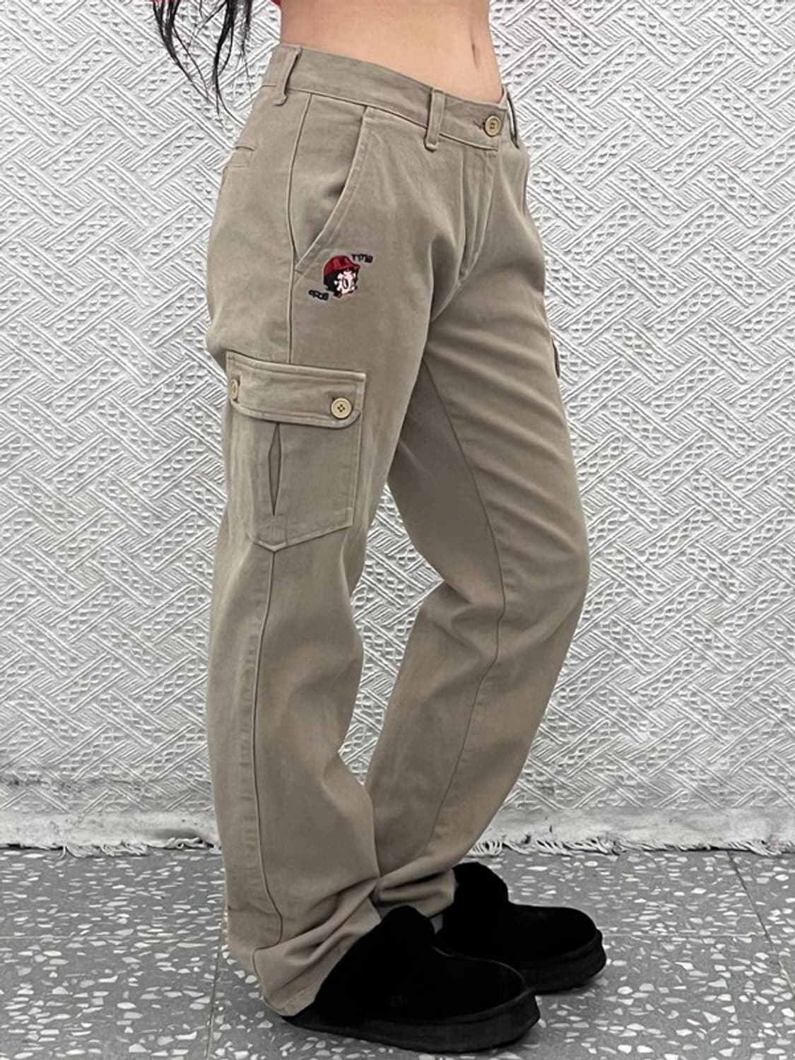 베티붑 빈티지 키치 자수패치 카고팬츠 면바지 27인치 C09527 상품이미지1