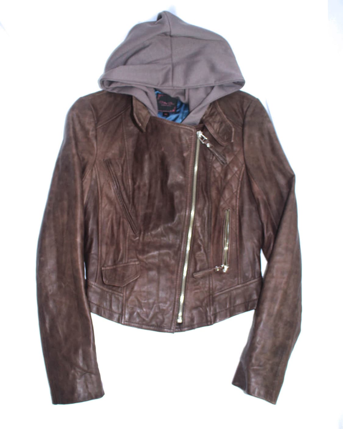 Italy-brown washed hood learher jacket 상품이미지1