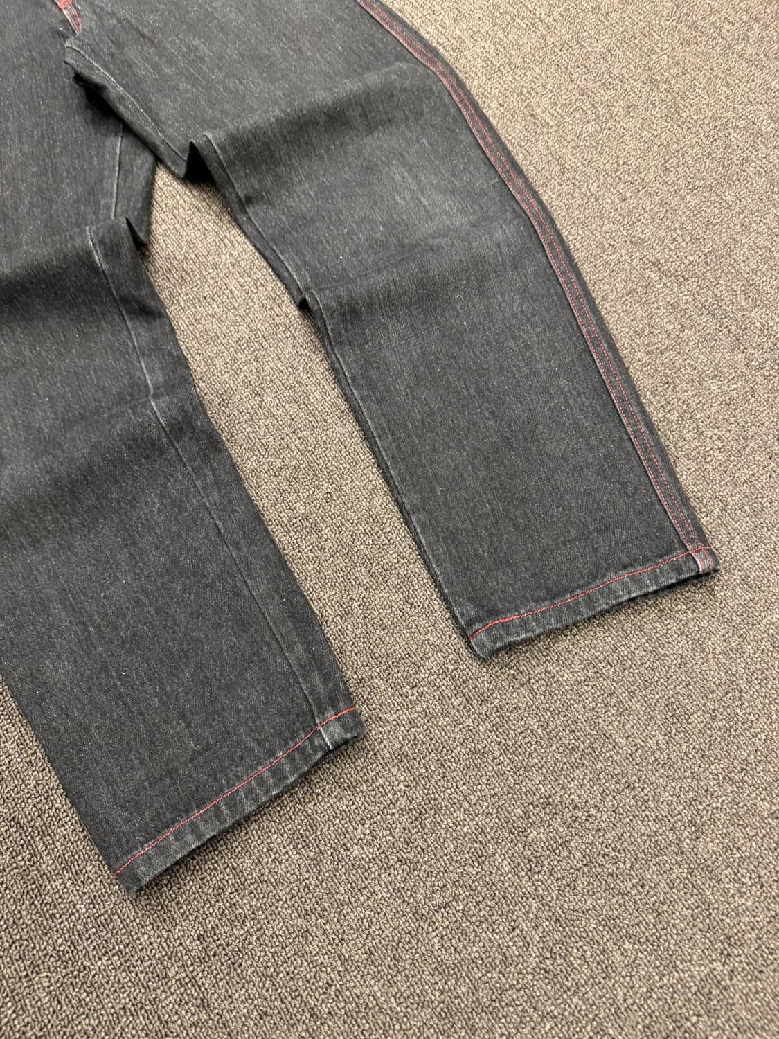 OS)Japanese vintage 레드 스티치 포인트 흑청 데님팬츠 상품이미지3