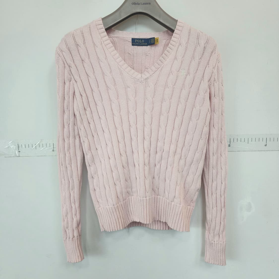 폴로 랄프로렌 꽈배기 브이넥 니트 핑크 상품이미지1