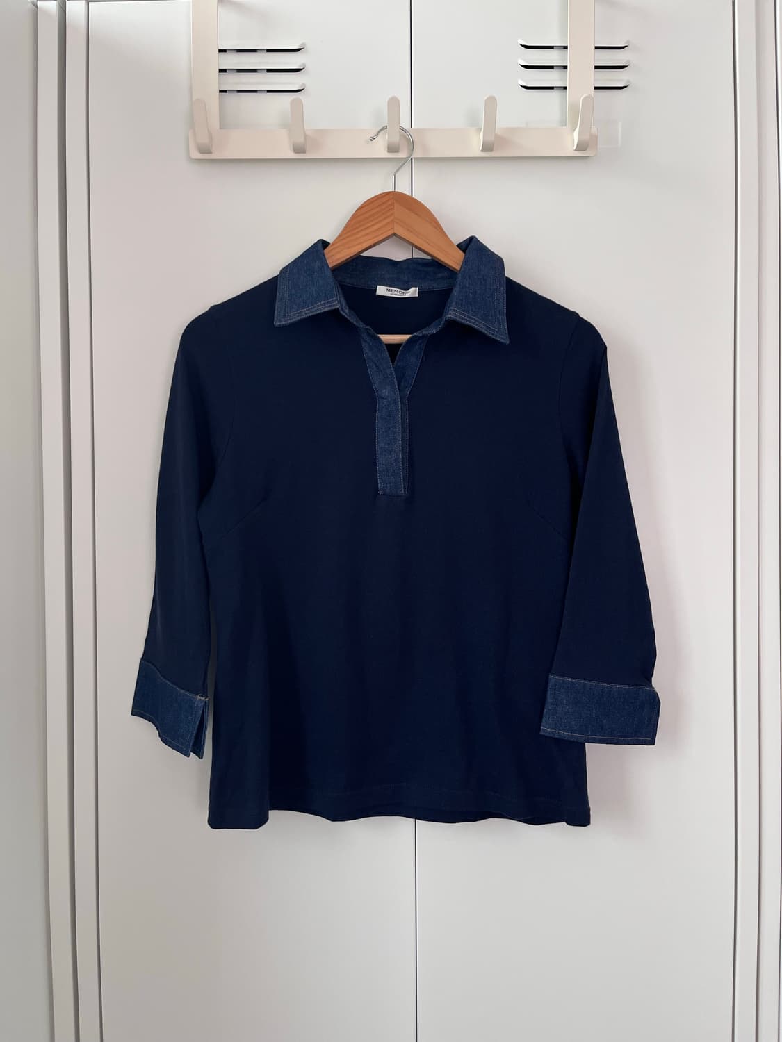 Memory 데님 셔츠 레이어드 카라 티셔츠 상품이미지7