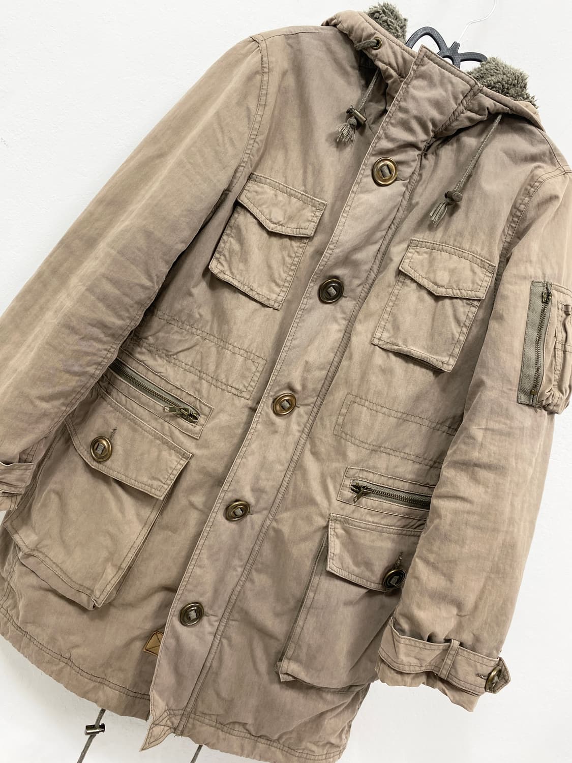 [LA SCENE] y2k 베이지 야상 후드 자켓 상품이미지7