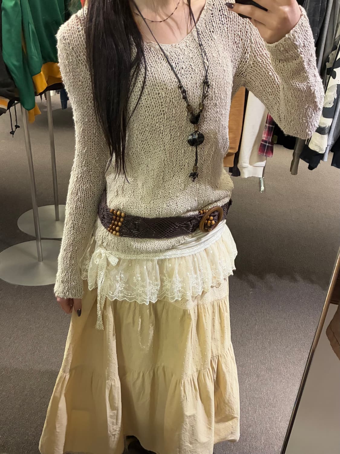 S)DKNY vintage 여성 보헤미안 v넥 니트 상품이미지1