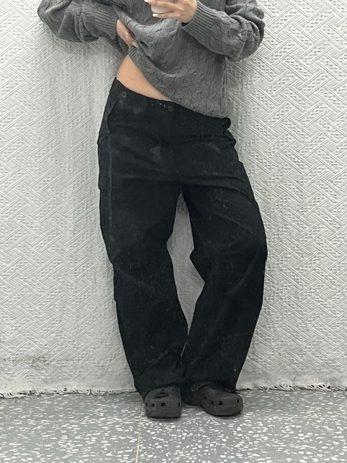 빈티지 올드스쿨 와이드 블랙 카고 팬츠 L C06424 상품이미지2