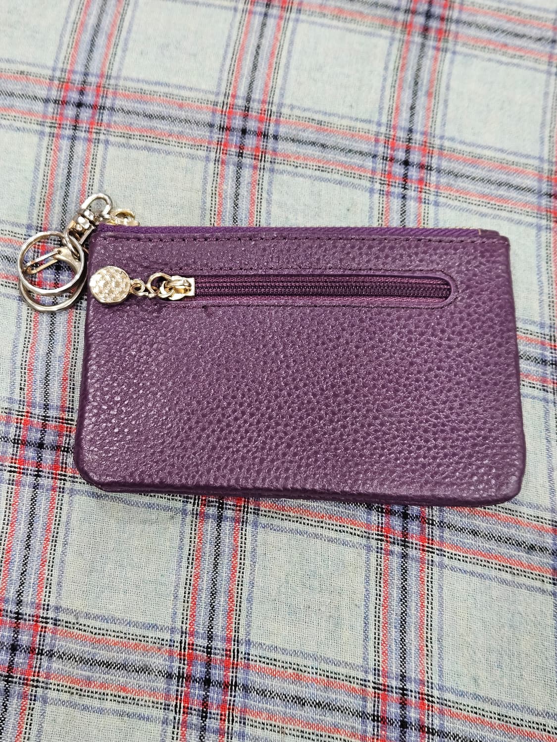 보라색 캐릭터 소가죽 카드지갑 키링 상품이미지3