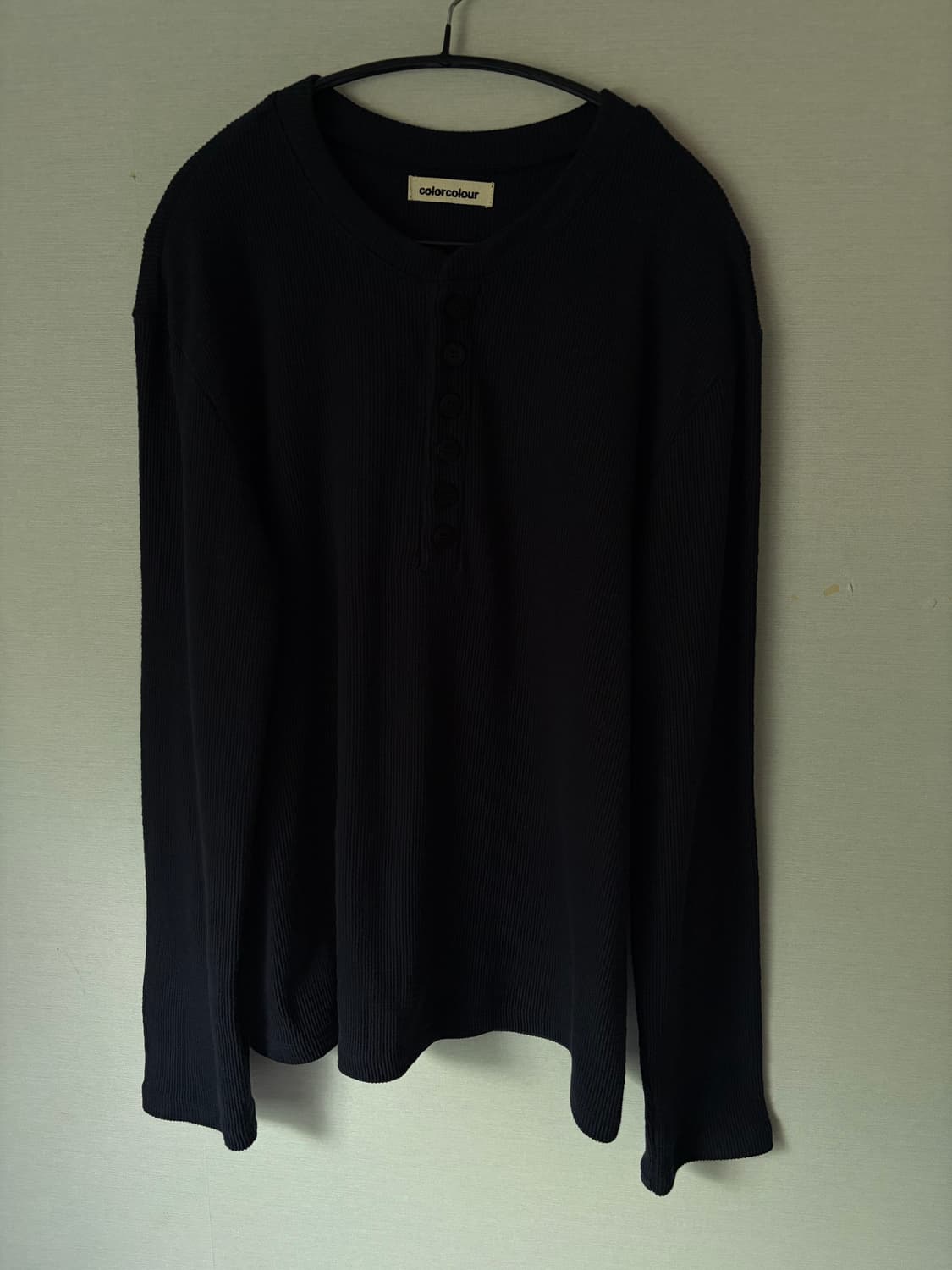 BUTTON HENLEY NECK (navy) 2size 상품이미지4