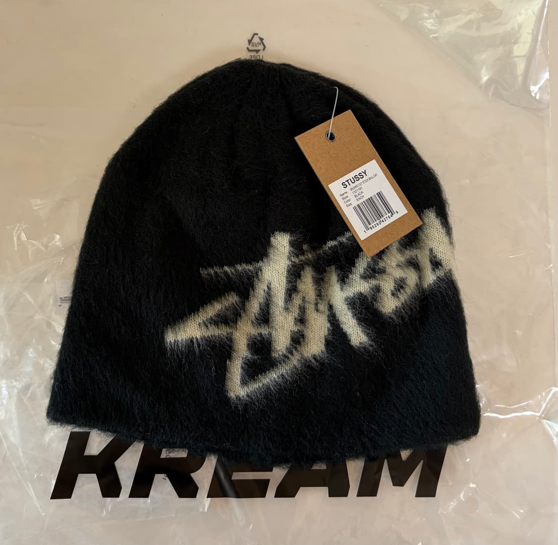 새상품) 스투시 브러쉬드 아웃 스탁 스컬캡 비니 블랙 상품이미지1