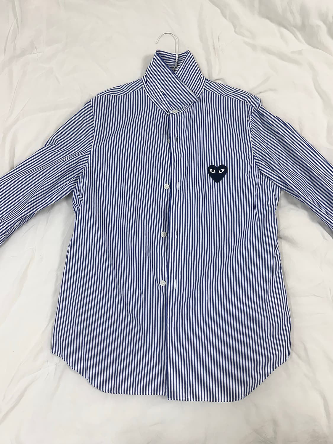 (W) 플레이 꼼데가르송 스트라이프 블랙 하트 셔츠 블루 m 상품이미지1
