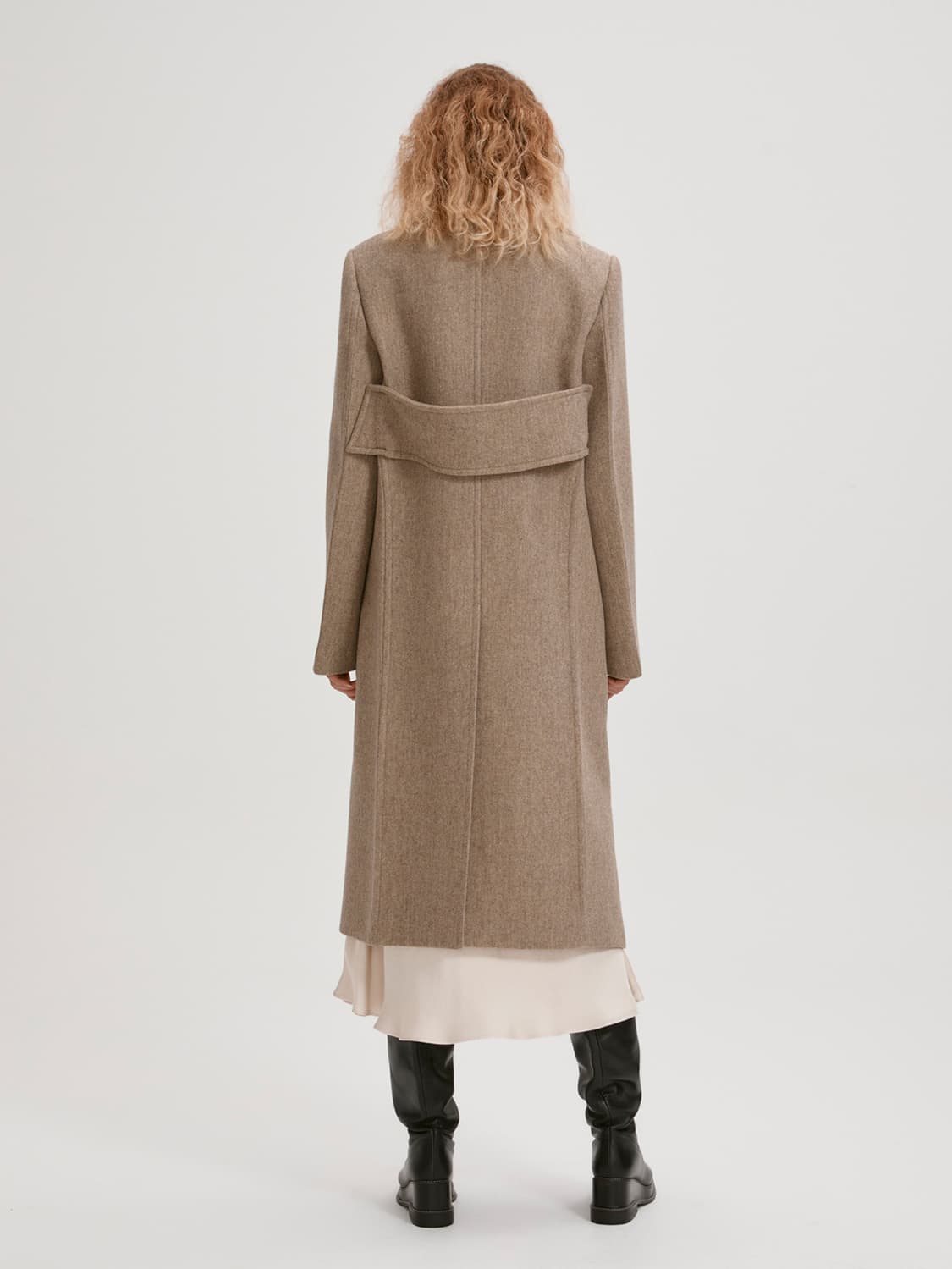 렉토 스프레드 칼라 울 코트 베이지 상품이미지4