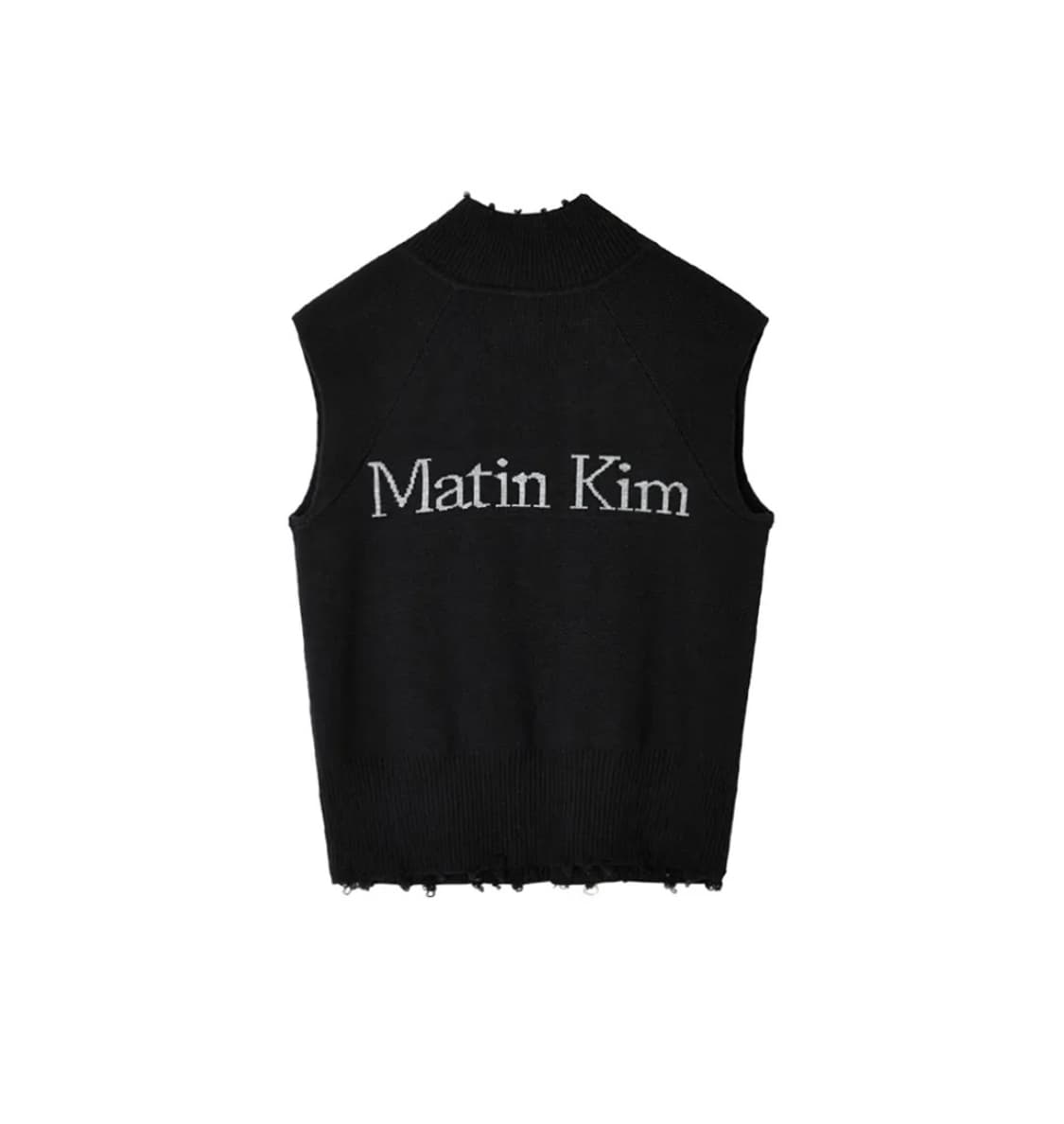 HIGH NECK LOGO KNIT ZIP UP VEST IN BLACK 상품이미지2