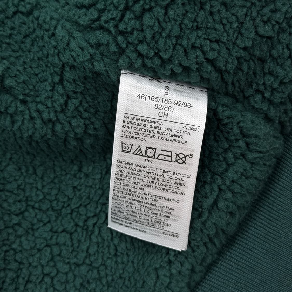 GAP 빈티지 스펠로고 보아털 후드집업 자켓 그린 S 상품이미지6