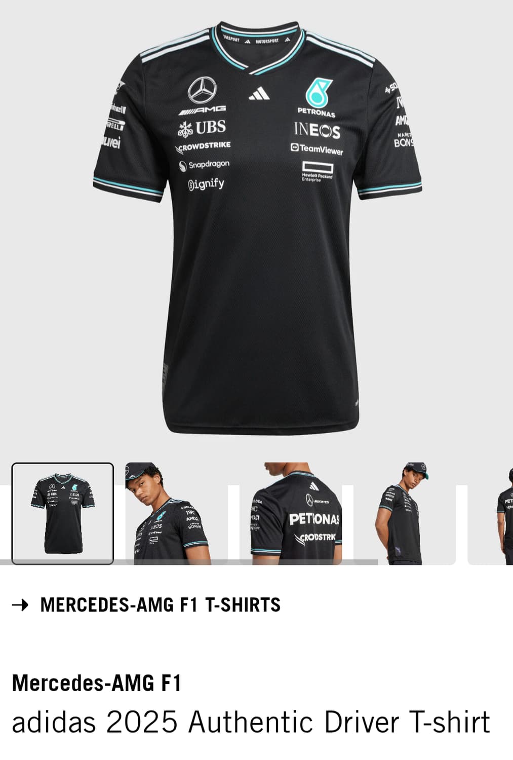아디다스 메르세데스 AMG F1 반팔 티셔츠 블랙 상품이미지2