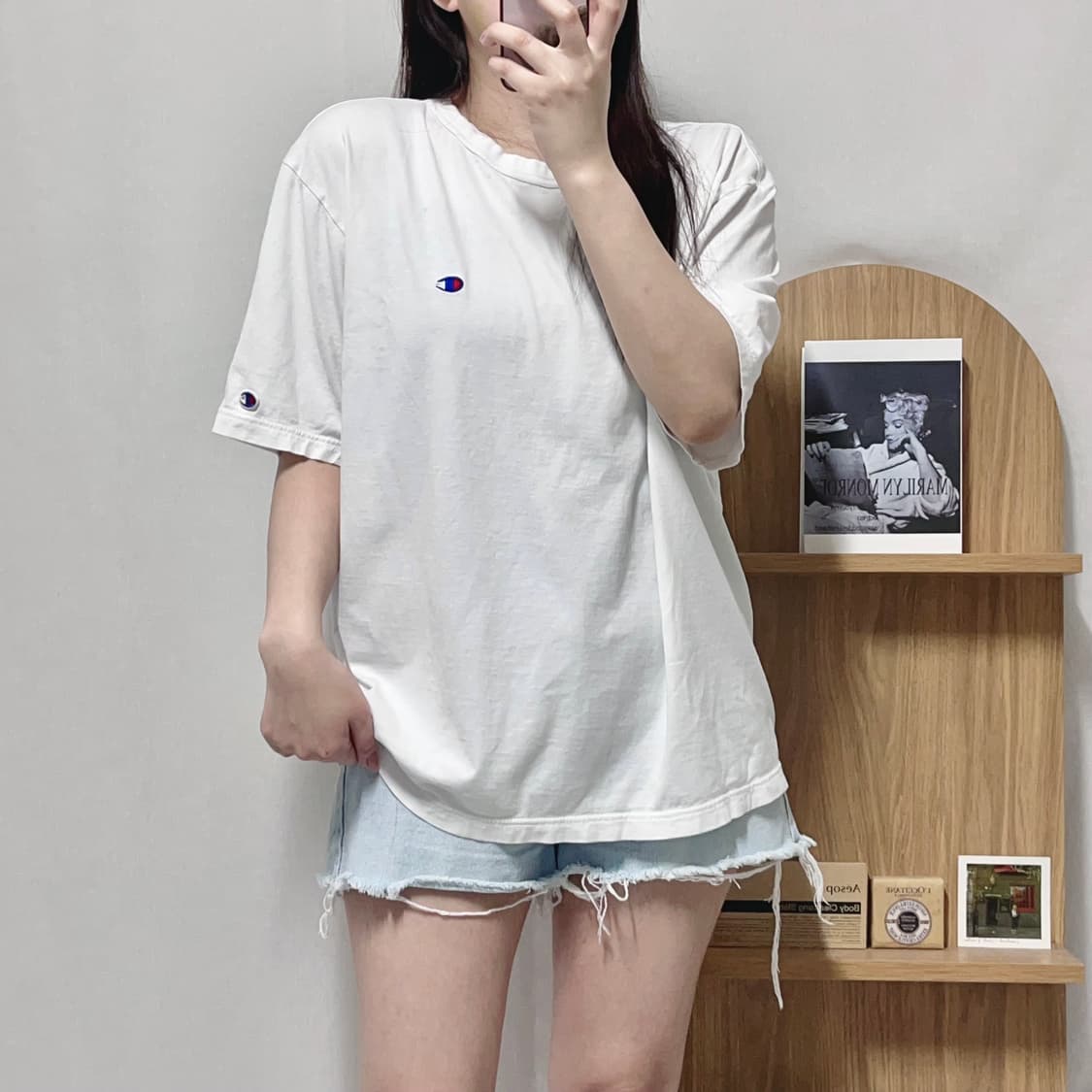 [정품] 챔피온 화이트 투로고 후들핏 반팔티 [ XL ] 상품이미지1