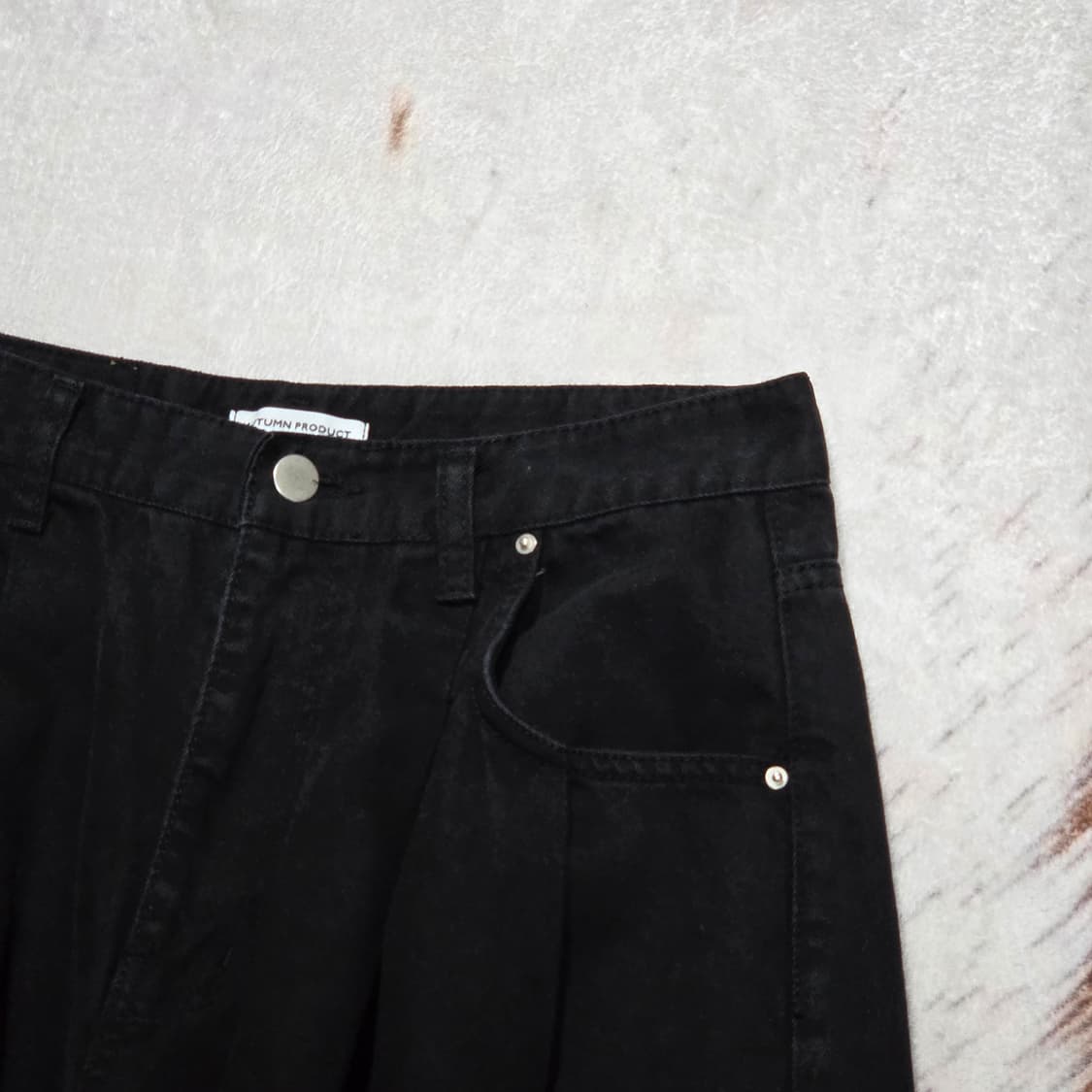 빈티지 블랙 코튼 핀턱 벌룬 팬츠 상품이미지2