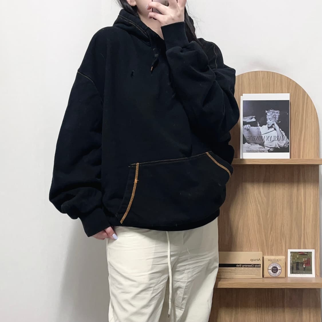 [정품] 폴로 블랙 / 블랙포니 스티치 후드티 [ XL ] 상품이미지1