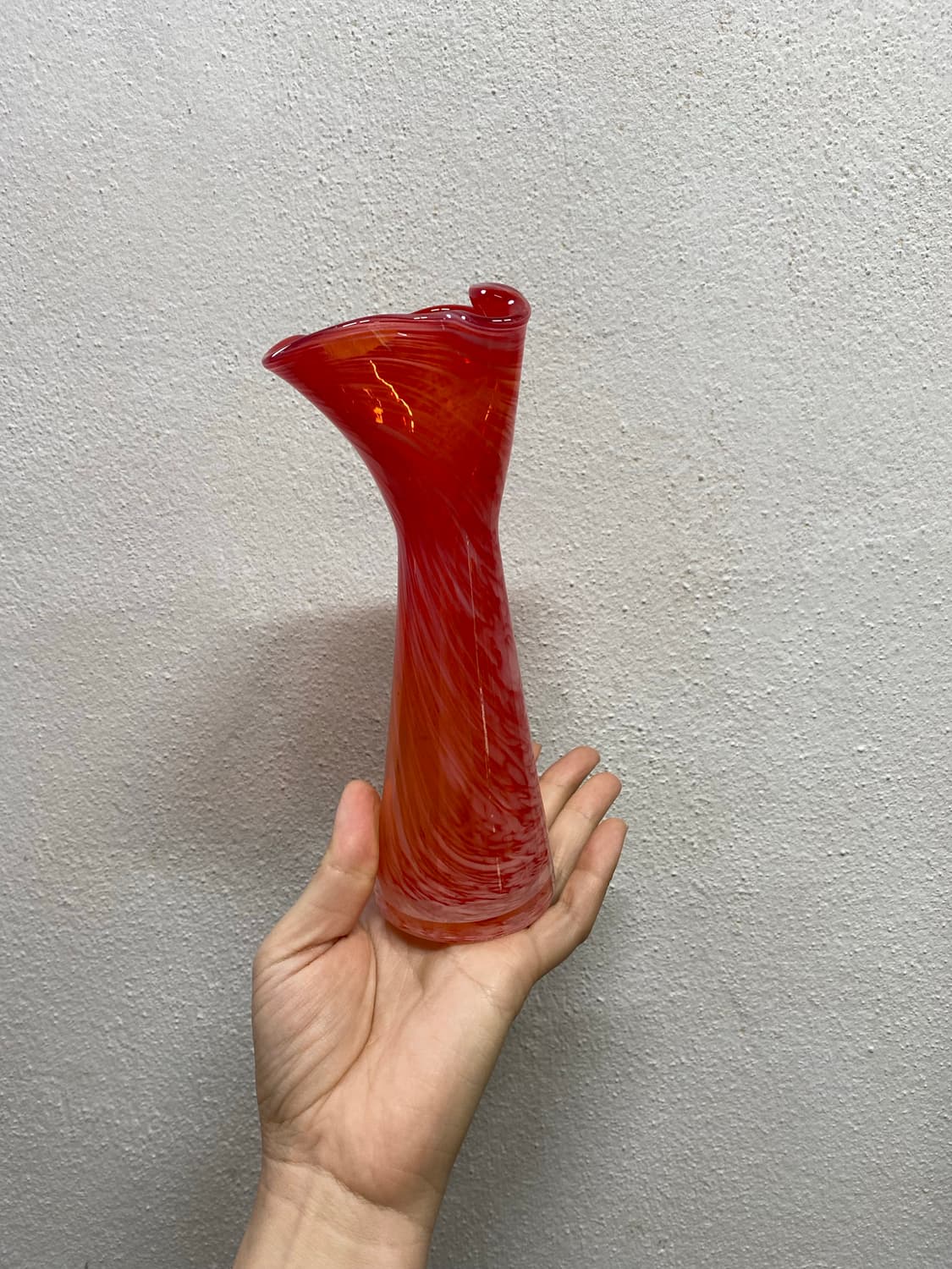 일본 유리공예 화병 마블 레드 상품이미지4