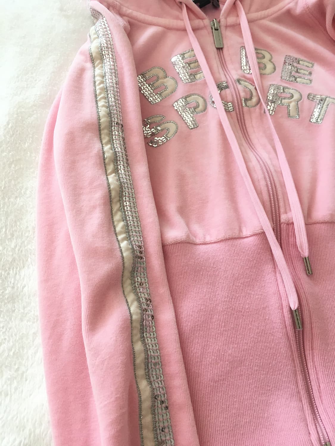 BEBE SPORT 핑크 퍼 후드집업 핀터레스트 갸루 y2k 00s 상품이미지9