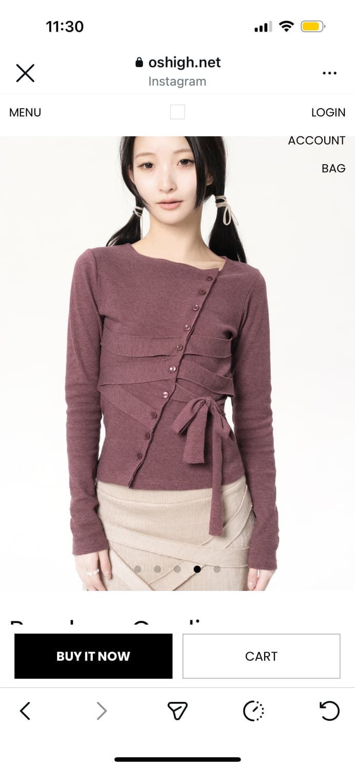 Oshigh 오스하이 Bandage Cardigan BlackCherry 상품이미지2