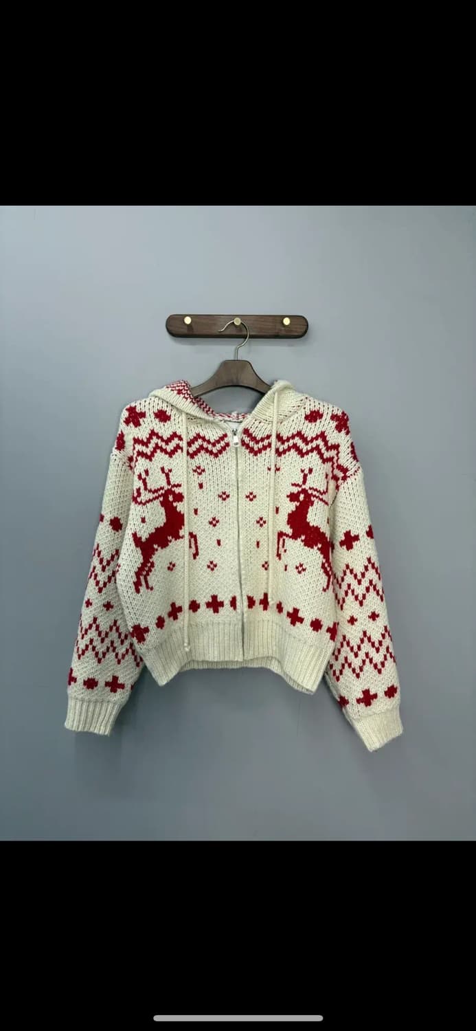 앤드모어 노르딕패턴 니트 후드집업 H1300 상품이미지2